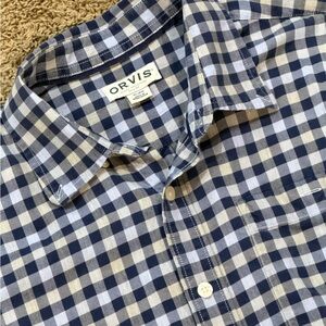Orvis Men's Blue Plaid Shirt